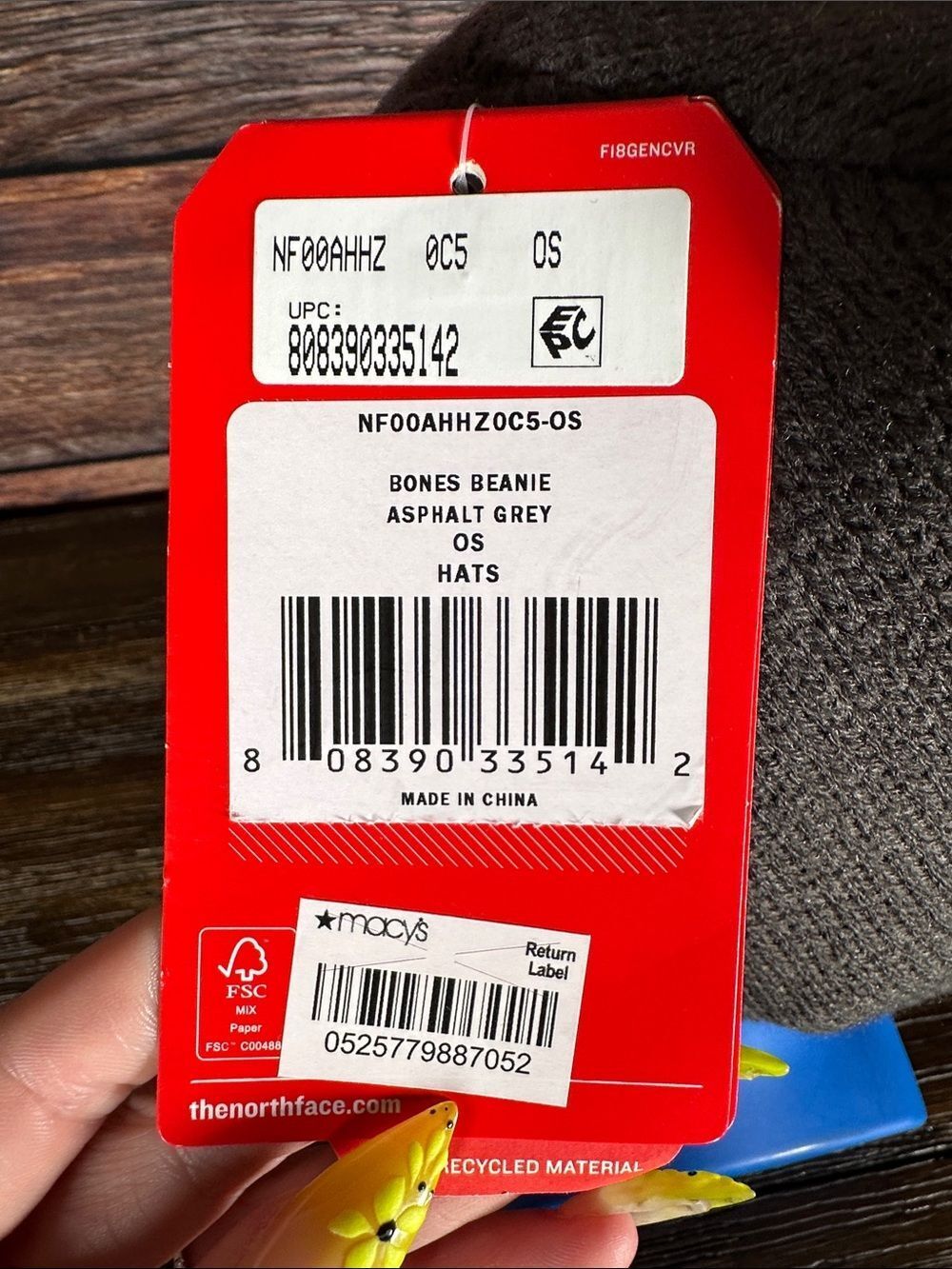 The North Face Gray Ribbed Knit Beanie with Logo - Picture 5 of 6
